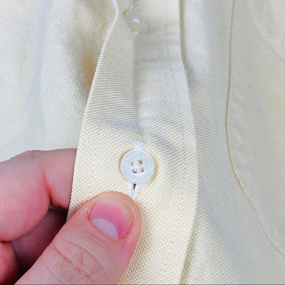 Alan Flusser Yellow Cotton Button Down Pocket Long Sleeve Casual Dress Shirt - Picture 5 of 11